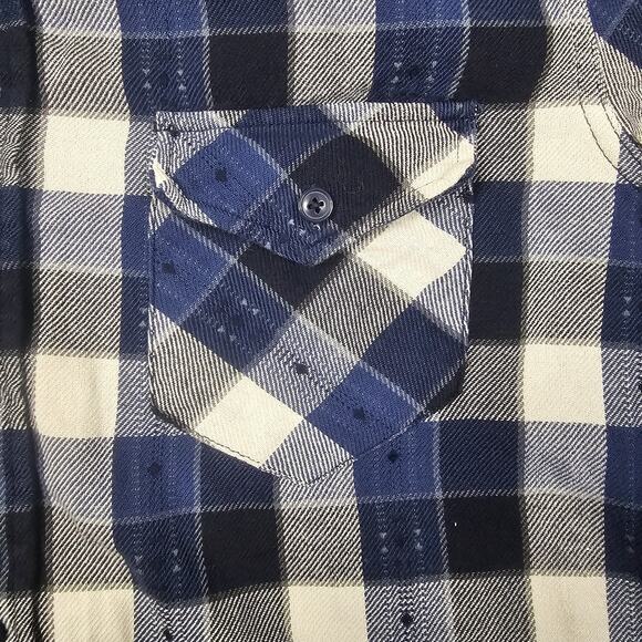 Frye Flannel Shirt Mens XL Blue Plaid Western Workwear Outdoors Preppy Work - Picture 5 of 12